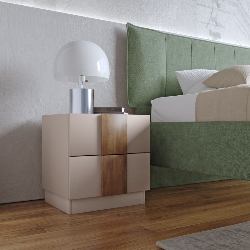 Set 2 comodini cm con 2 cassetti soft close cashmere e mercure - Jessie