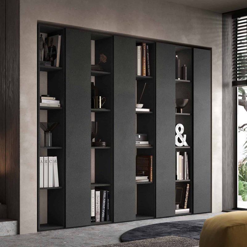 Libreria 222X185h cm lava con vani a giorno e 4 ante  - Limity