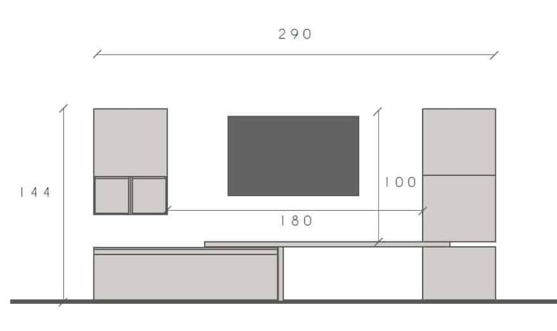 Parete attrezzata moderna 290x140 cm argilla e noce - Limity - immagine 2