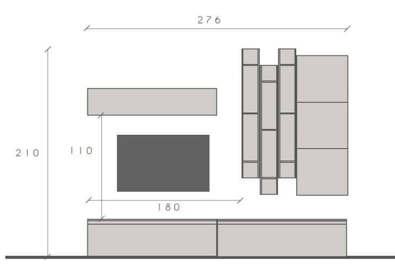 Parete attrezzata con libreria sospesa 276x210 cm argilla e bronzo - Infinity - immagine 2