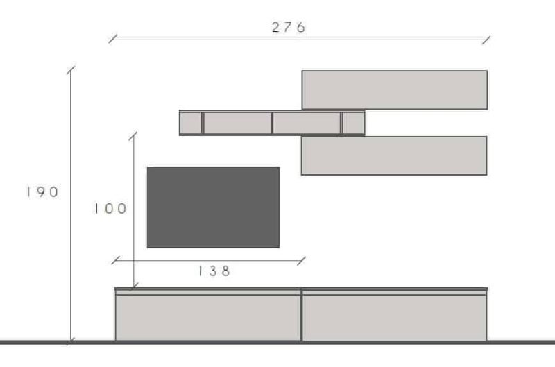 Parete attrezzata moderna 276x190 cm bianco lucido e rovere - Infinity - immagine 2