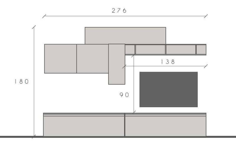 Parete attrezzata 276x39x190h cm ardesia e piombo - Infinity - immagine 2