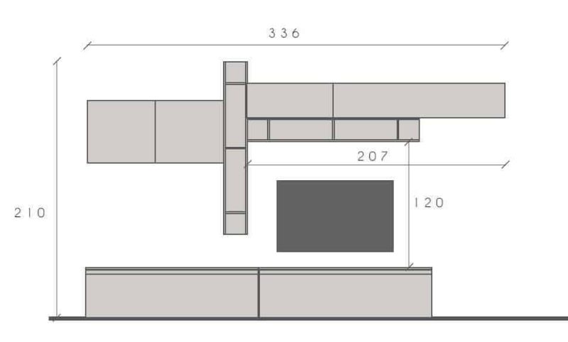 Parete attrezzata elegante 336x210 cm bronzo e noce  - Infinity - immagine 2