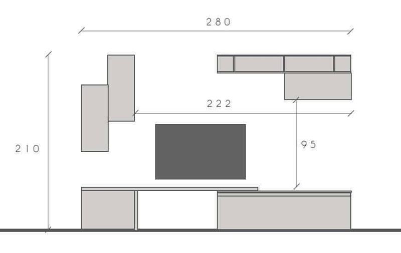 Parete attrezzata 290x210 cm con pensili rovere e grigio  - Infinity - immagine 2