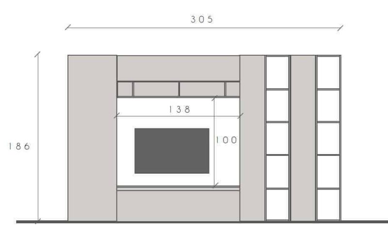 Parete attrezzata con libreria 305x186 cm grafite e noce   - Infinity - immagine 2