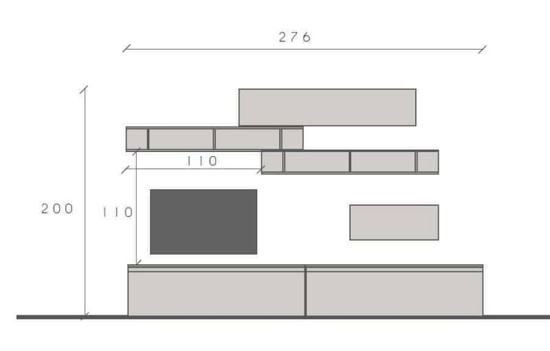 Parete attrezzata soggiorno 276x200 cm piombo e noce PAL46 - Infinity - immagine 2