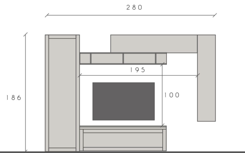 Parete attrezzata 272x186x40, finitura Argilla, Bronzo e Mercure - Limity - immagine 2