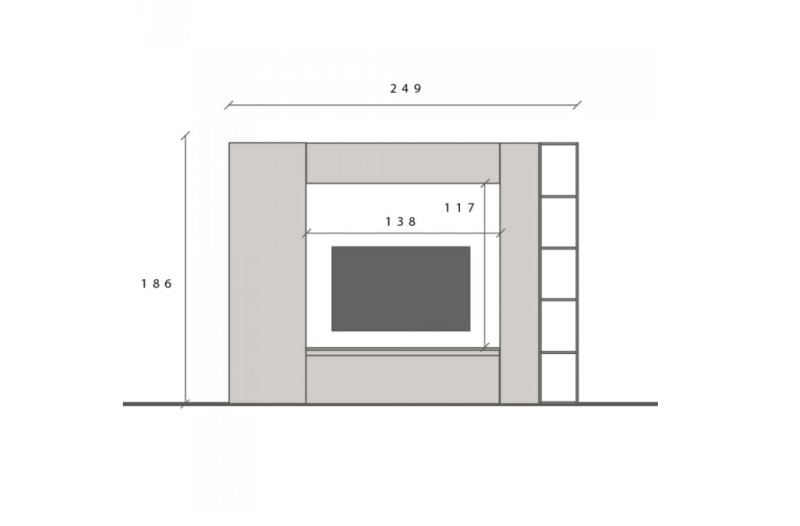 Parete attrezzata con libreria 248x186 cm argilla e noce  - Limity - immagine 3