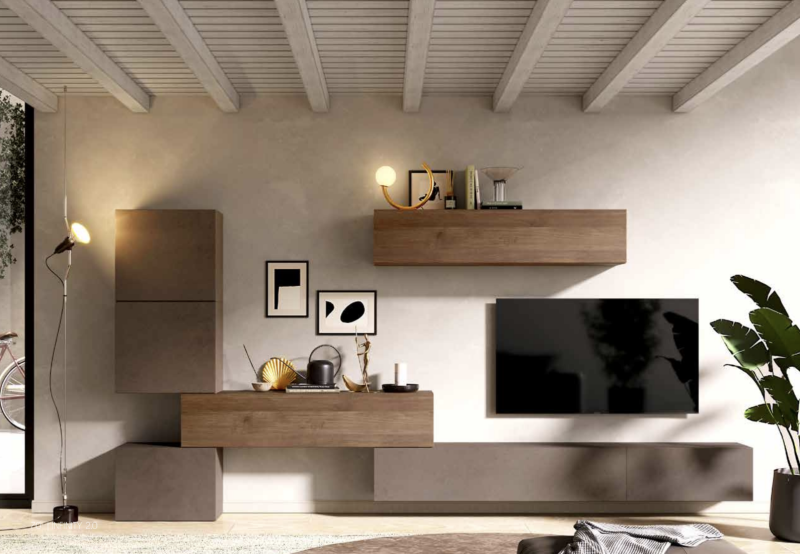 Parete attrezzata 276x40x170h cm argilla e bronzo - Limity