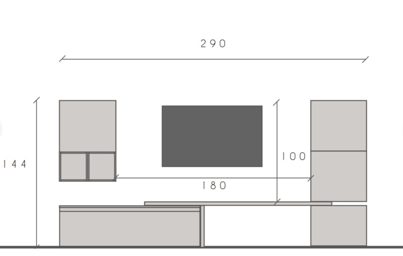 Parete attrezzata moderna 290x140 cm grigio e piombo - Limity - immagine 2