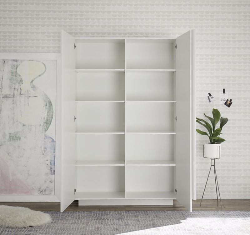 Madia moderna, colonna 2 ante in finitura Bianco laccato lucido - immagine 2