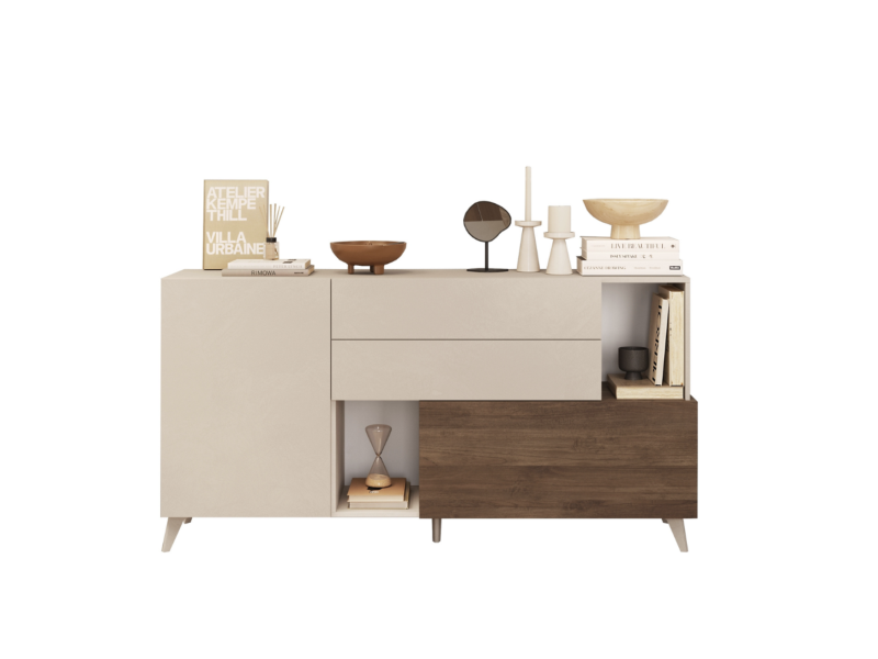 Madia contenitore 2 ante e 2 cassetti Cashmere e rovere mercure – Baviera - immagine 3