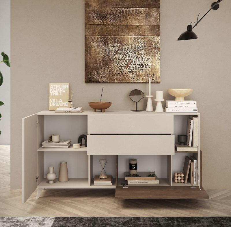 Madia contenitore 2 ante e 2 cassetti Cashmere e rovere mercure – Baviera - immagine 2