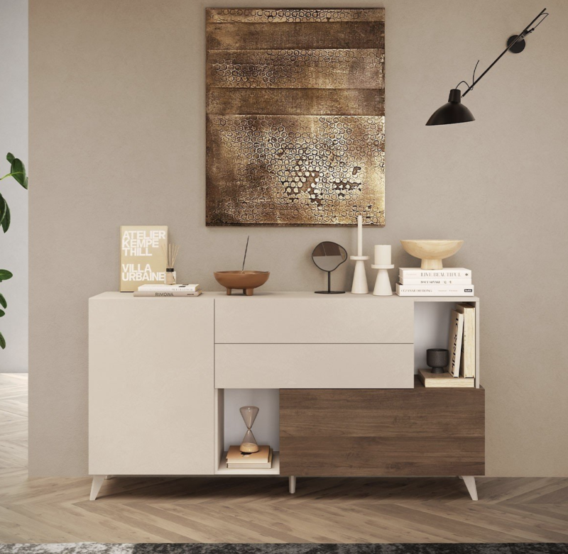 Madia contenitore 2 ante e 2 cassetti Cashmere e rovere mercure – Baviera