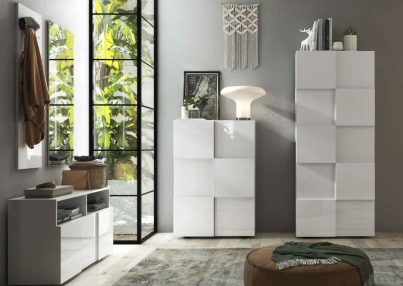 Mobile multiuso 4 ripiani interni 78x116 bianco lucido - Dama - immagine 3