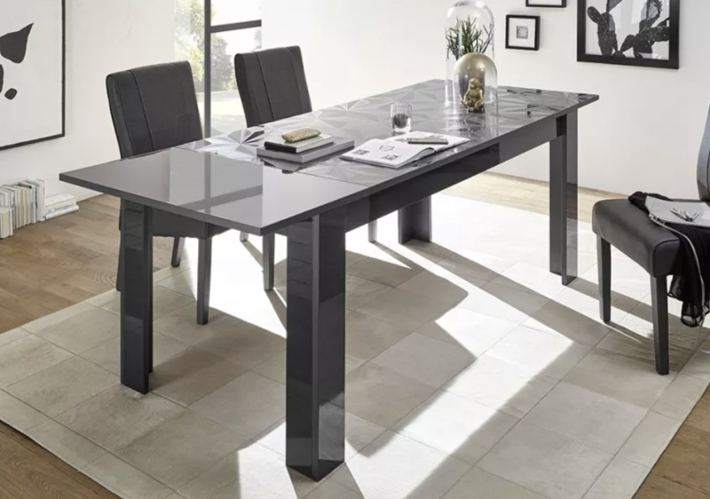 Tavolo sala da pranzo moderno grigio lucido 180x90cm - immagine 3