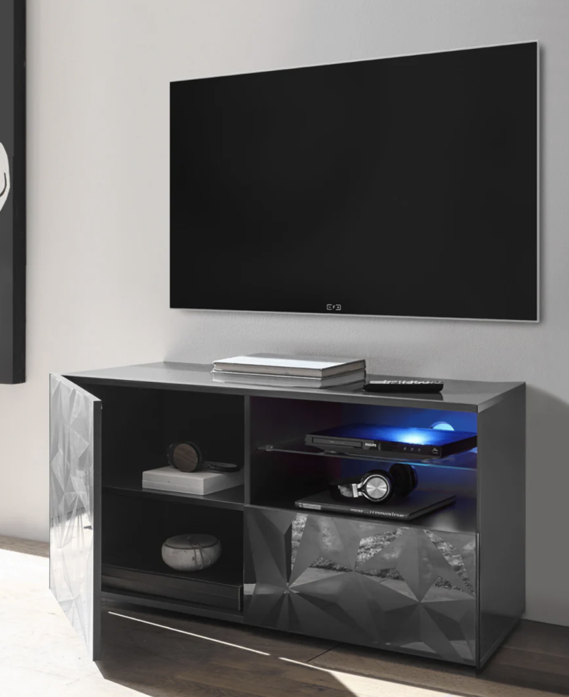 Elenio - Porta tv moderno con anta e cassetto frontale serigrafato cm 122x42x57h - immagine 3