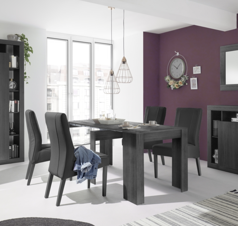 Tavolo da cucina allungabile design moderno effetto legno 137x90 TCL19 nero frassinato