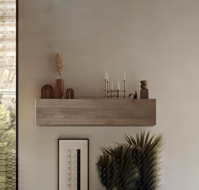 Pensile orizzontale con anta a vasistas 138x29 cm rovere scuro