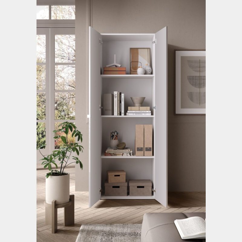 Armadio 2 ante e 3 ripiani H.180 cm, finitura Bianco lucido - immagine 3