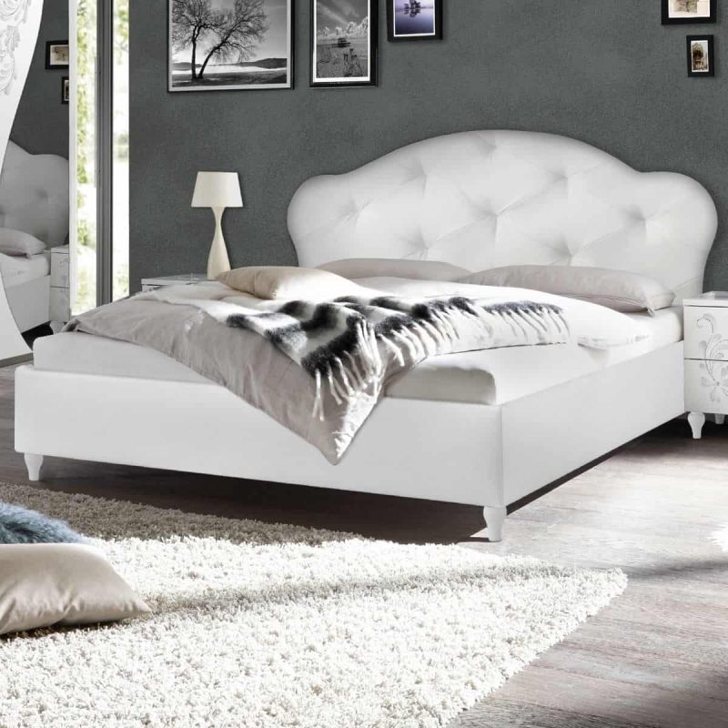 Letto imbottito Lena bianco