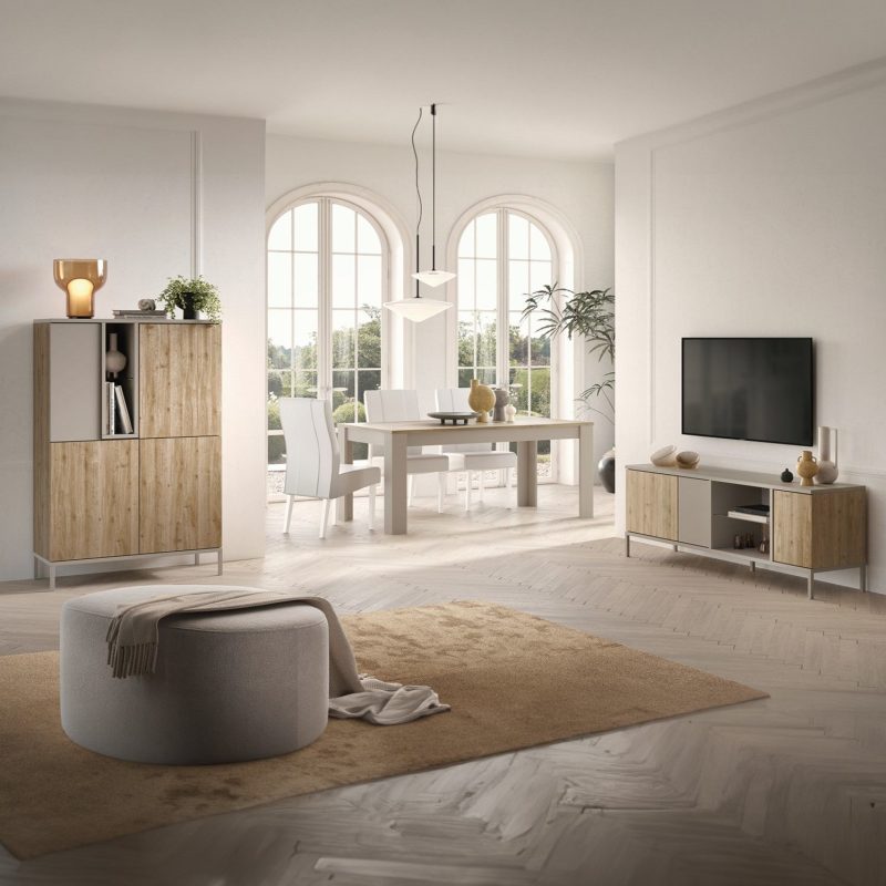 Credenza 110x150h cm cashmere e cadiz con 4 ante e vani a giorno - Gent - immagine 4