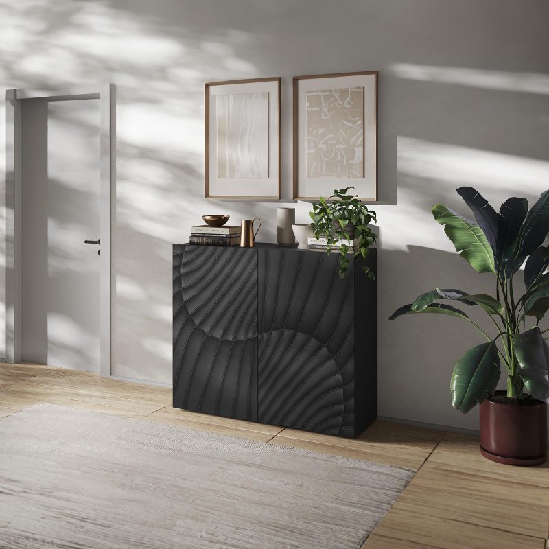 Credenza 121x123h cm con 2 ante serigrafate antracite - Drako - immagine 4