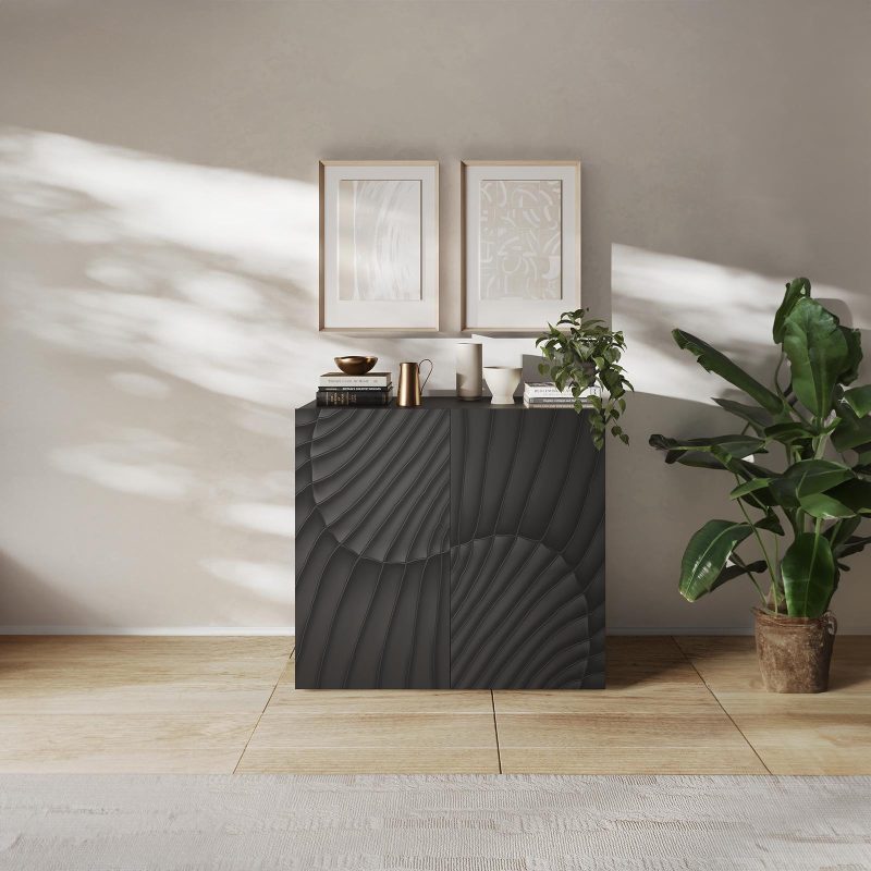 Credenza 121x123h cm con 2 ante serigrafate antracite - Drako