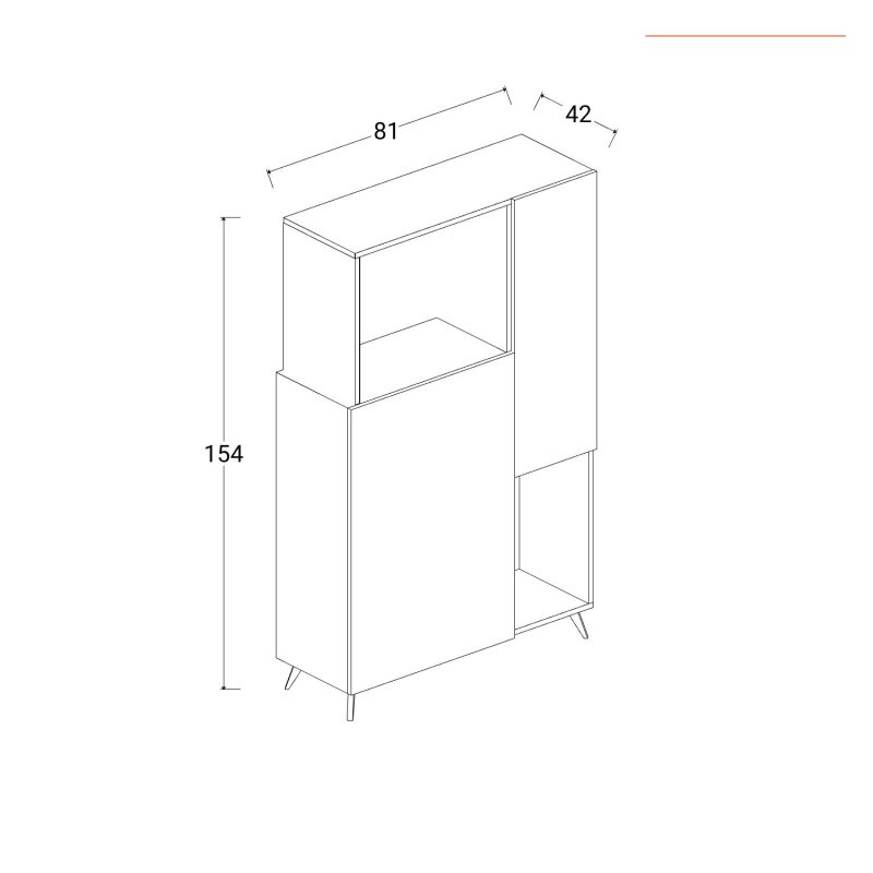 Credenza 81x154h cm cashmere con anta mercure e vani a giorno - Kled - immagine 2