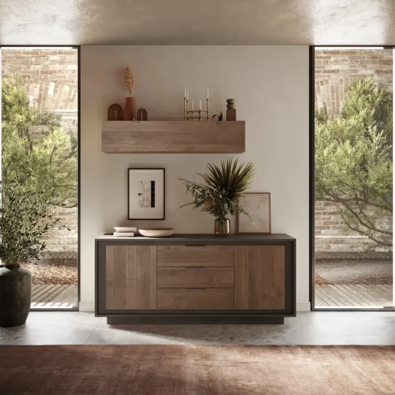 Pensile orizzontale con anta a vasistas 138x29 cm rovere scuro - immagine 2