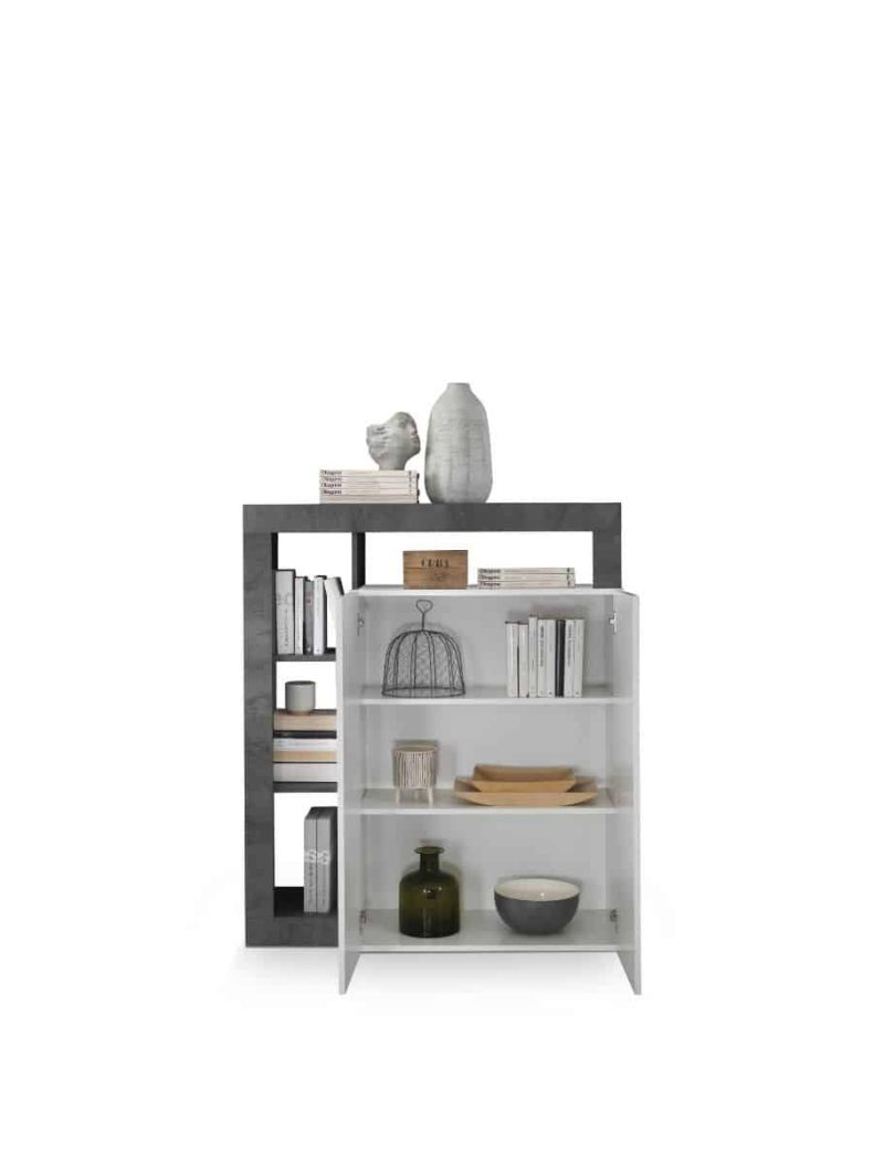 Credenza 2 ante bianco lucido-ossido L.108 P.42- Hamburg - immagine 2