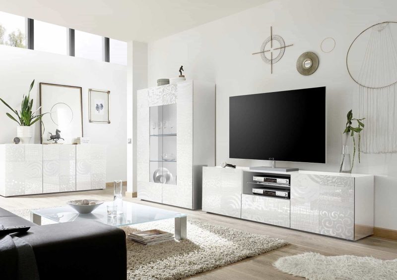 Base TV grande Ede bianco serigrafato - Miro - immagine 4