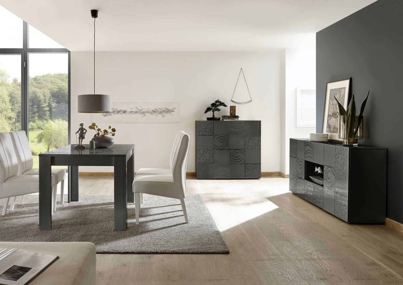 Madia 181 cm con due ante e due cassetti in grigio samoa serigrafato - Miro - immagine 2