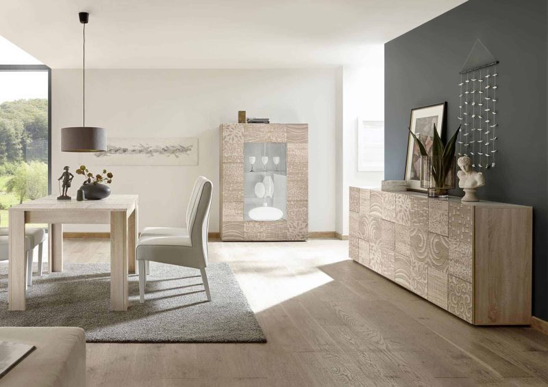 Madia 241 cm con quattro ante in legno rovere samoa serigrafato - Miro - immagine 2