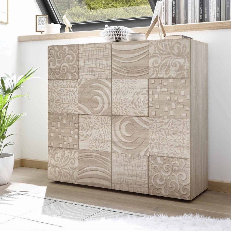 Mobile contenitore 121 cm con due ante in legno rovere samoa serigrafato  - Miro - immagine 5