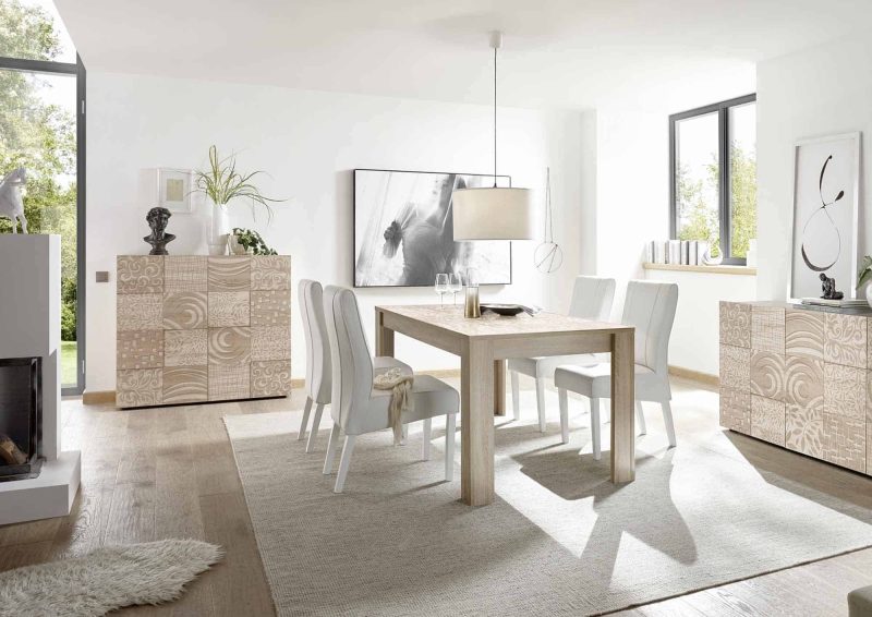 Mobile contenitore 121 cm con due ante in legno rovere samoa serigrafato  - Miro - immagine 4