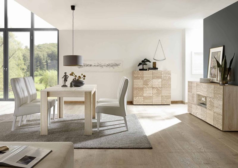Mobile contenitore 121 cm con due ante in legno rovere samoa serigrafato  - Miro - immagine 3