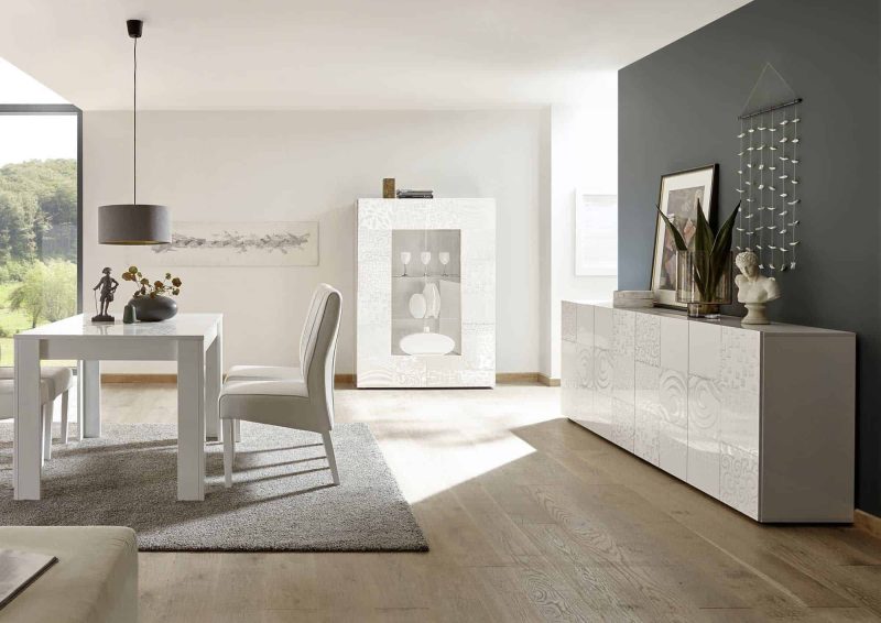 Madia 241 cm con quattro ante in legno bianco samoa serigrafato - Miro - immagine 2