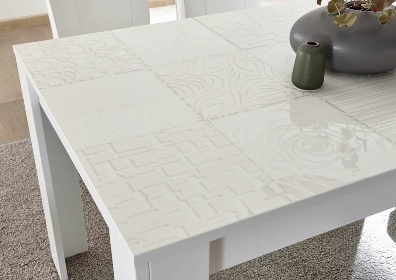 Tavolo allungabile 137×90 Ede bianco serigrafato - Miro - immagine 2