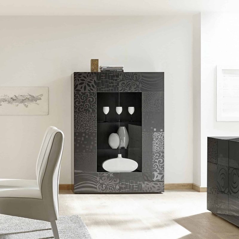Vetrina 121x166h cm grigio serigrafato  - Miro