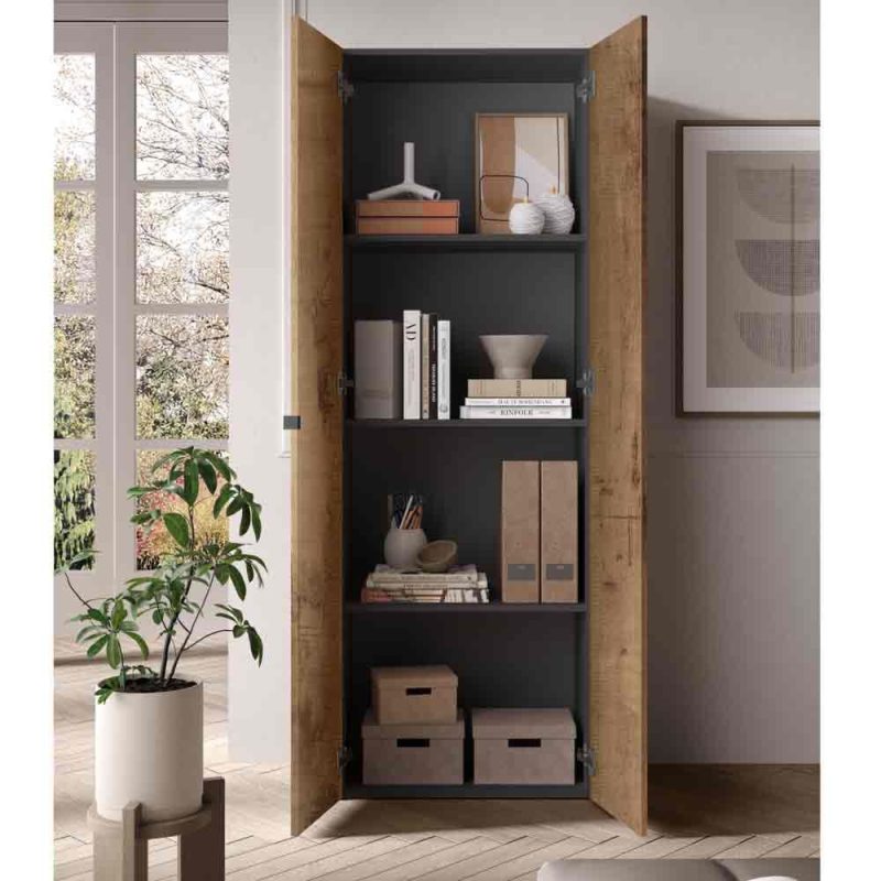 Armadio 2 ante e 3 ripiani H.180 cm, finitura Nero e Pero - immagine 2