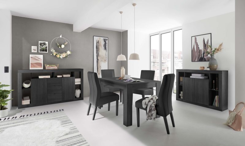 Madia 2 ante LANCIANO nero bruciato L.134 H.102 P.42 cm - immagine 2