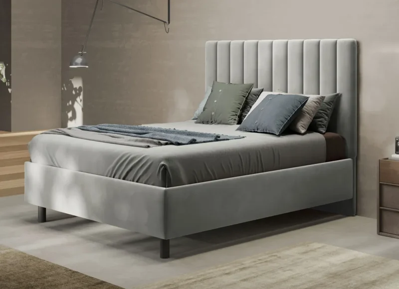 Letto Matrimoniale con rete contenitore -  Ardesia