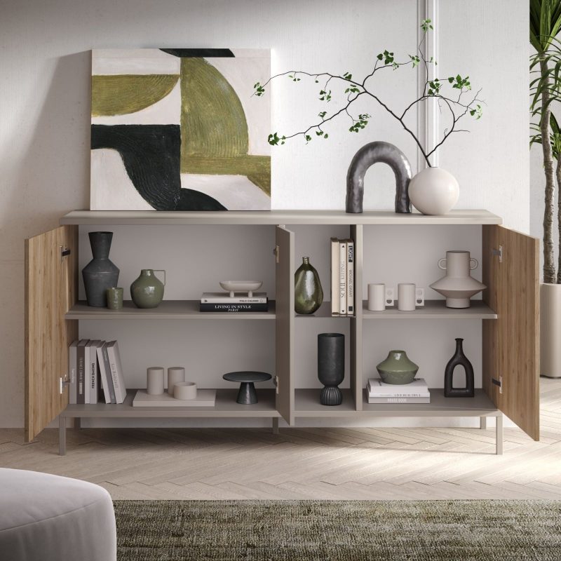 Madia 160x86h cm cashmere e cadiz con 3 ante e vani a giorno  - Gent - immagine 2