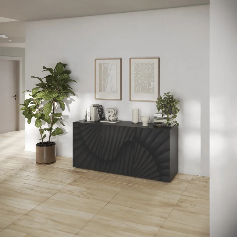 Madia 181x95h cm 3 ante antracite frontali serigrafati Seira - immagine 4