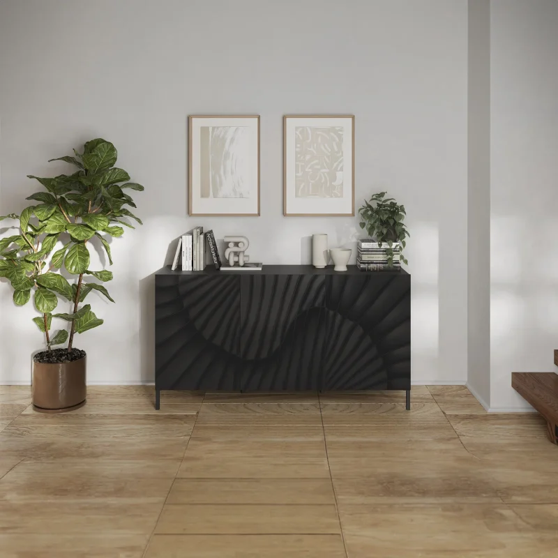 Madia 181x95h cm 3 ante antracite frontali serigrafati Seira - immagine 3