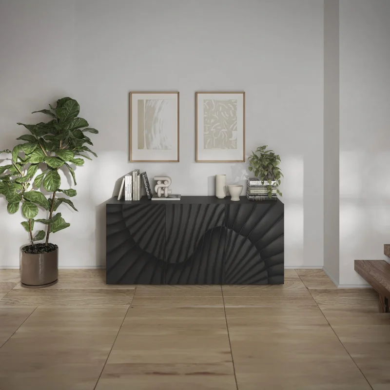 Madia 181x95h cm 3 ante antracite frontali serigrafati Seira - immagine 2