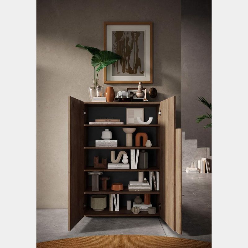 Credenza alta moderna finitura Mercure, Made in Italy - immagine 2
