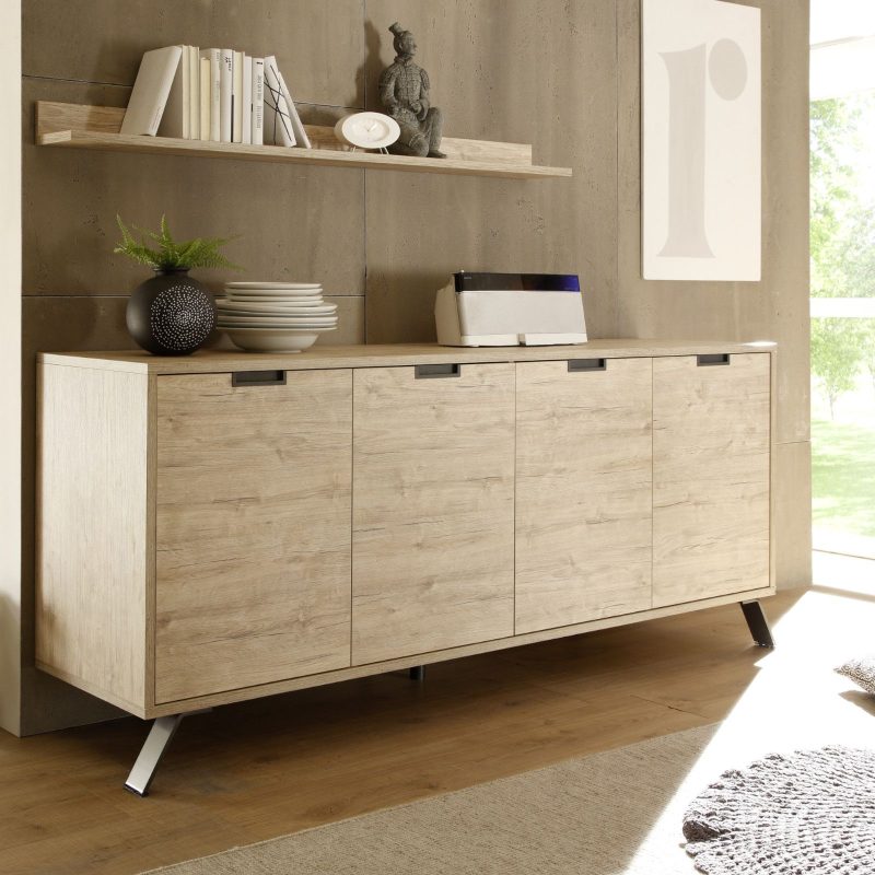 Madia 207 cm con quattro ante in legno rovere sherwood - Kara