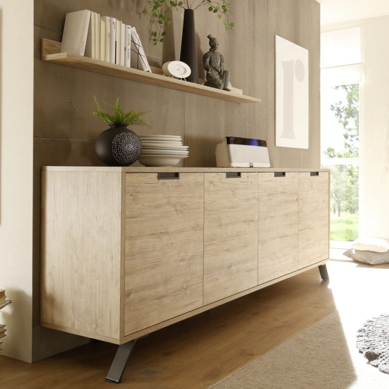 Madia 207 cm con quattro ante in legno rovere sherwood - Kara - immagine 3